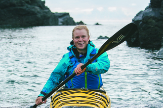 Erin in a sea kayak