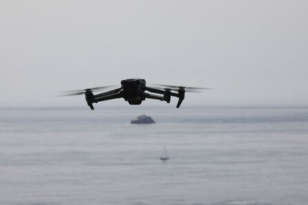 Drone flying to Ortac gannetry